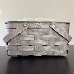Peterboro Basket Co Gathering Storage Picnic Basket Double Swing Handles